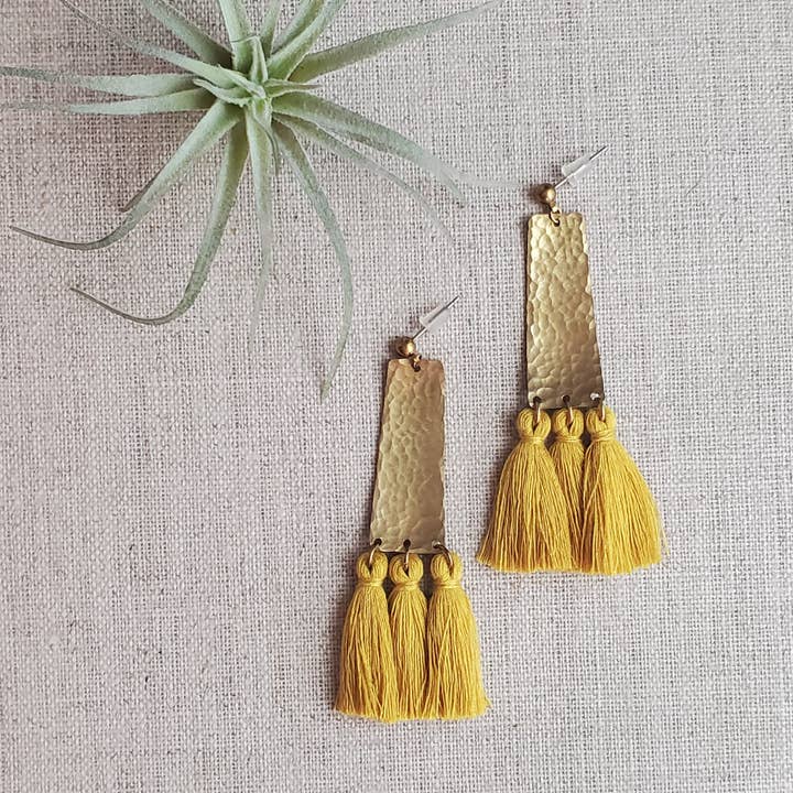 Florencia Tassel Earrings - Mustard Seed for wholesale by MAJ
