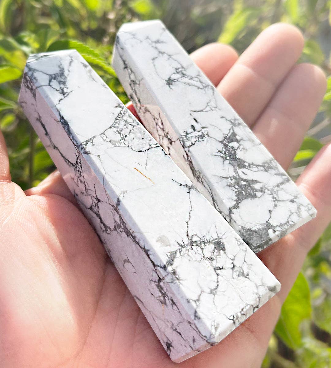 The Deva Shop - Wholesale Spiritual Stone/Crystal - Howlite Healing Tower- Beautifully Polished and Carved-2 Sizes to Choose2