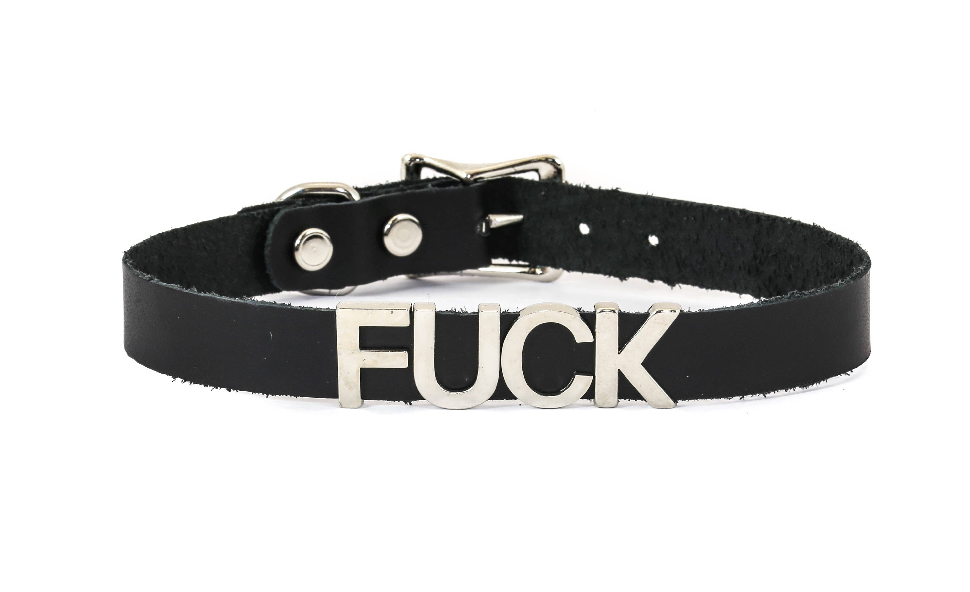 Funk Plus - Wholesale Choker/Collar - FC291 GENUINE LEATHER STAINLESS STEEL LETTER NAME FETISH  CHOKER5