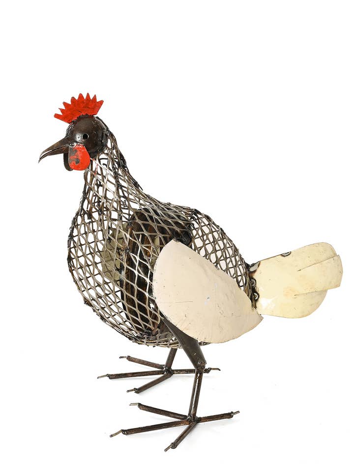 Mother Hen Recycled Metal Mesh Sculpture for wholesale by Swahili | AFRICAN MODERN