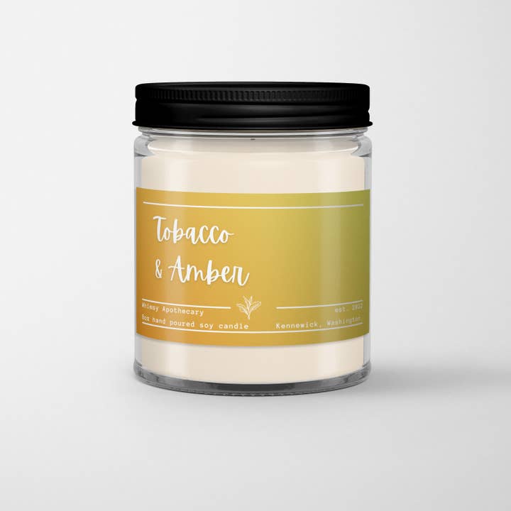 Tobacco & Amber 8oz Candle for wholesale by Whimsy apothecary