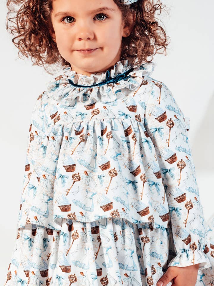 2412823 Vestido de niña en tejido de algodón estampado para venta al por mayor de BABINE-ROINSAL