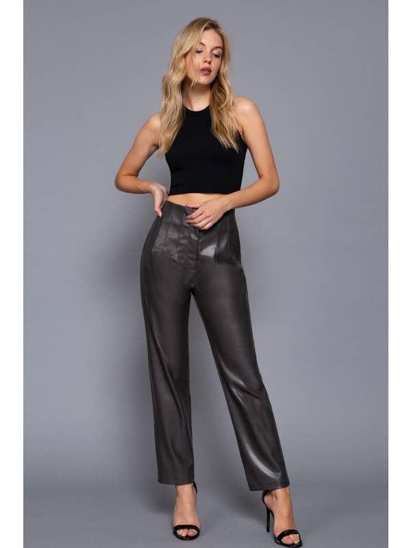 Lemon Tree - Wholesale Pants - Women's - HIGH WAIST SLIM FIT FAUX LEATHER LONG PANTS13