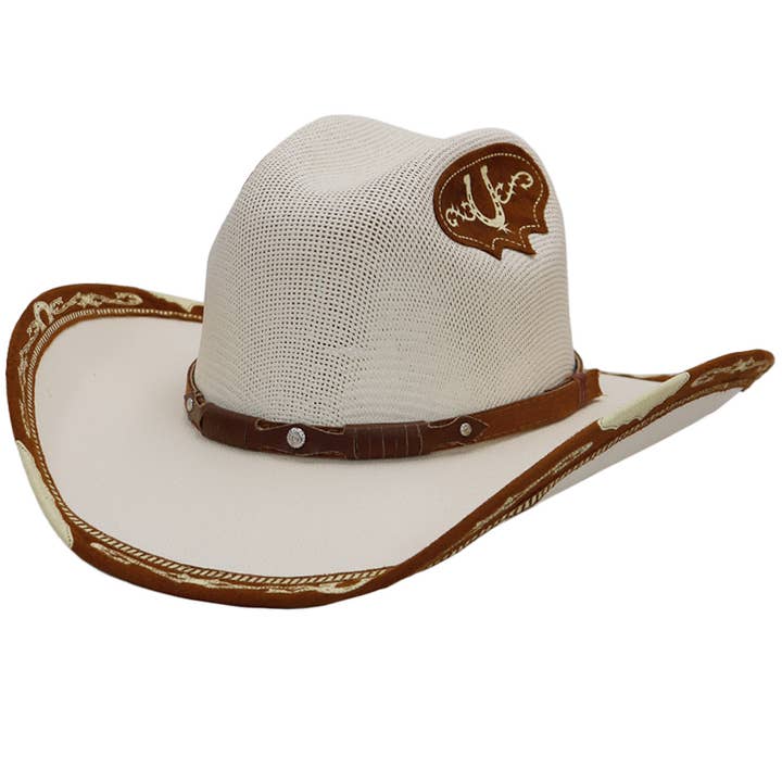 Cap Zone - Wholesale Cowboy Hat - Women's - Vented Ivory Base Faux Suede Trim Elite Cowboy Hat
