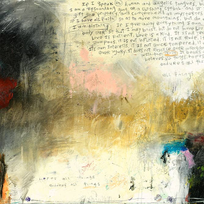 #041002 1. Korinther 13: 1-7 <br> Abstrakte Kunst Schrift Leinwanddruck für den Großhandel von Michel Keck LLC