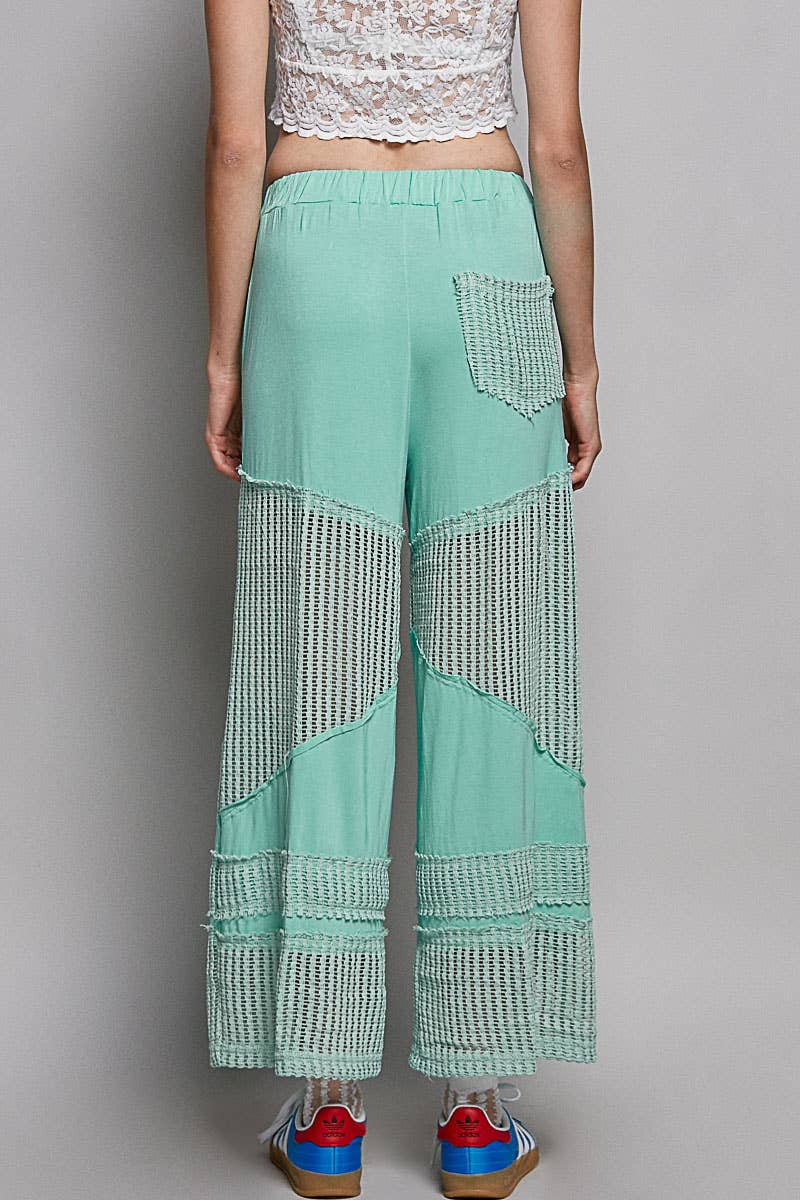 Pol Clothing - Wholesale Pants - Women's - Contrast see through elastic waist knit culottes pants14