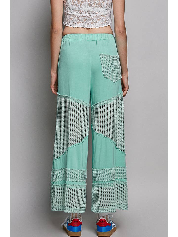 Pol Clothing - Wholesale Pants - Women's - Contrast see through elastic waist knit culottes pants14