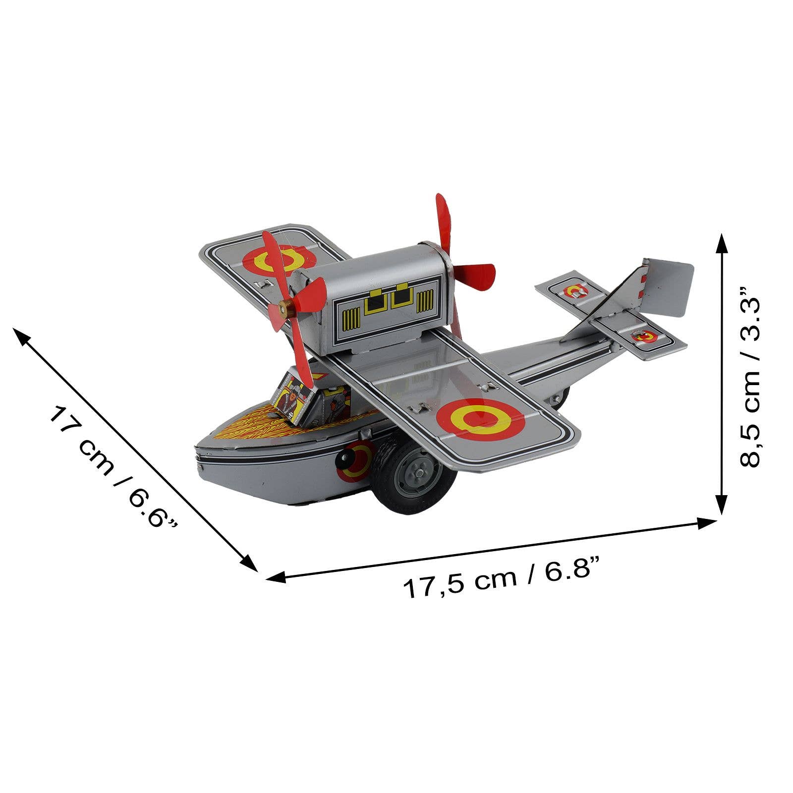 Tribal Trade GmbH - Wholesale Decorative Figurine - Tin toy airplane with double propeller tin airplane4