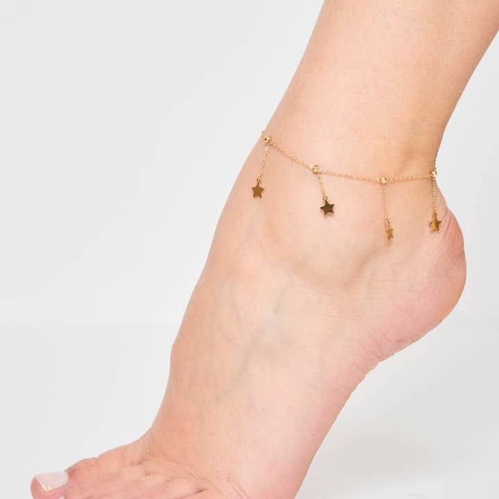 Gold 624RX08 stainless steel ankle chains for wholesale on Faire1