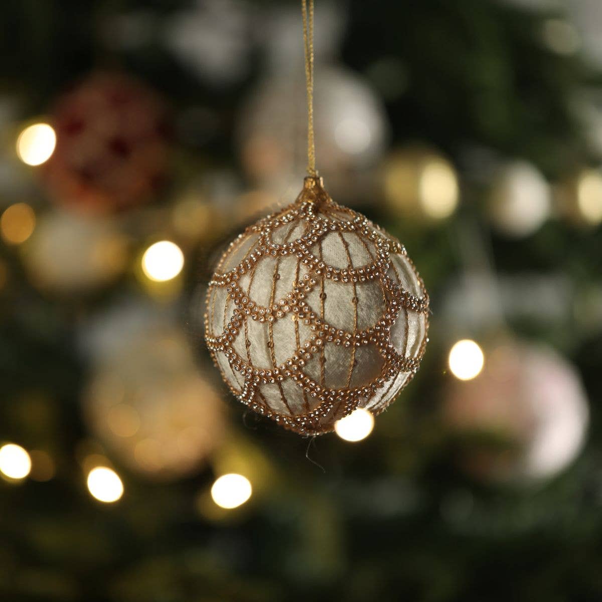 Vatican Homes - Wholesale Ornament - 4" Ivory Embellished Ball Ornament1