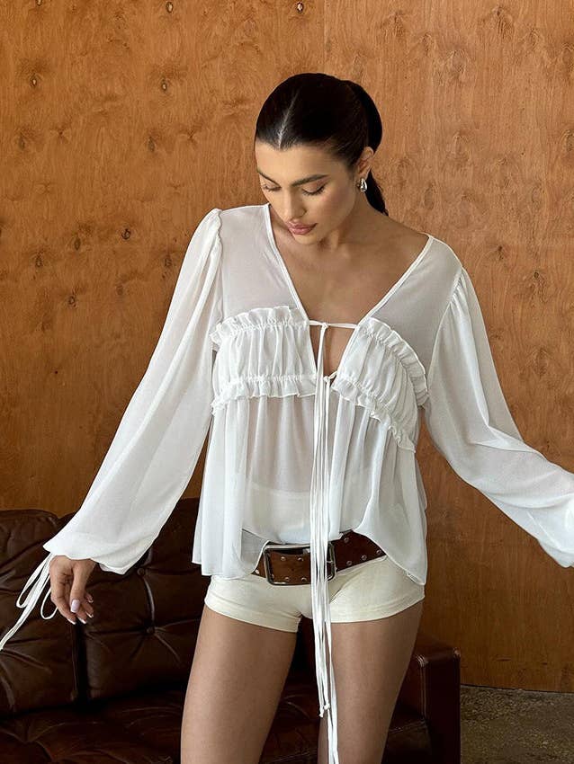 Marayn - Wholesale Blouse – Women’s - Chic Summer Ruffle Blouse Sexy Loose Effortless4