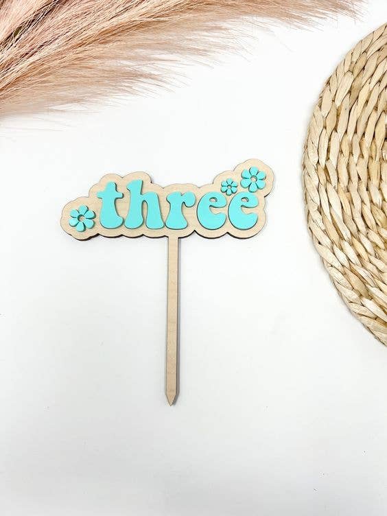 Daisy Cake Topper, 3rd Birthday Cake Topper, Groovy Party for wholesale by Juniper and Lilies