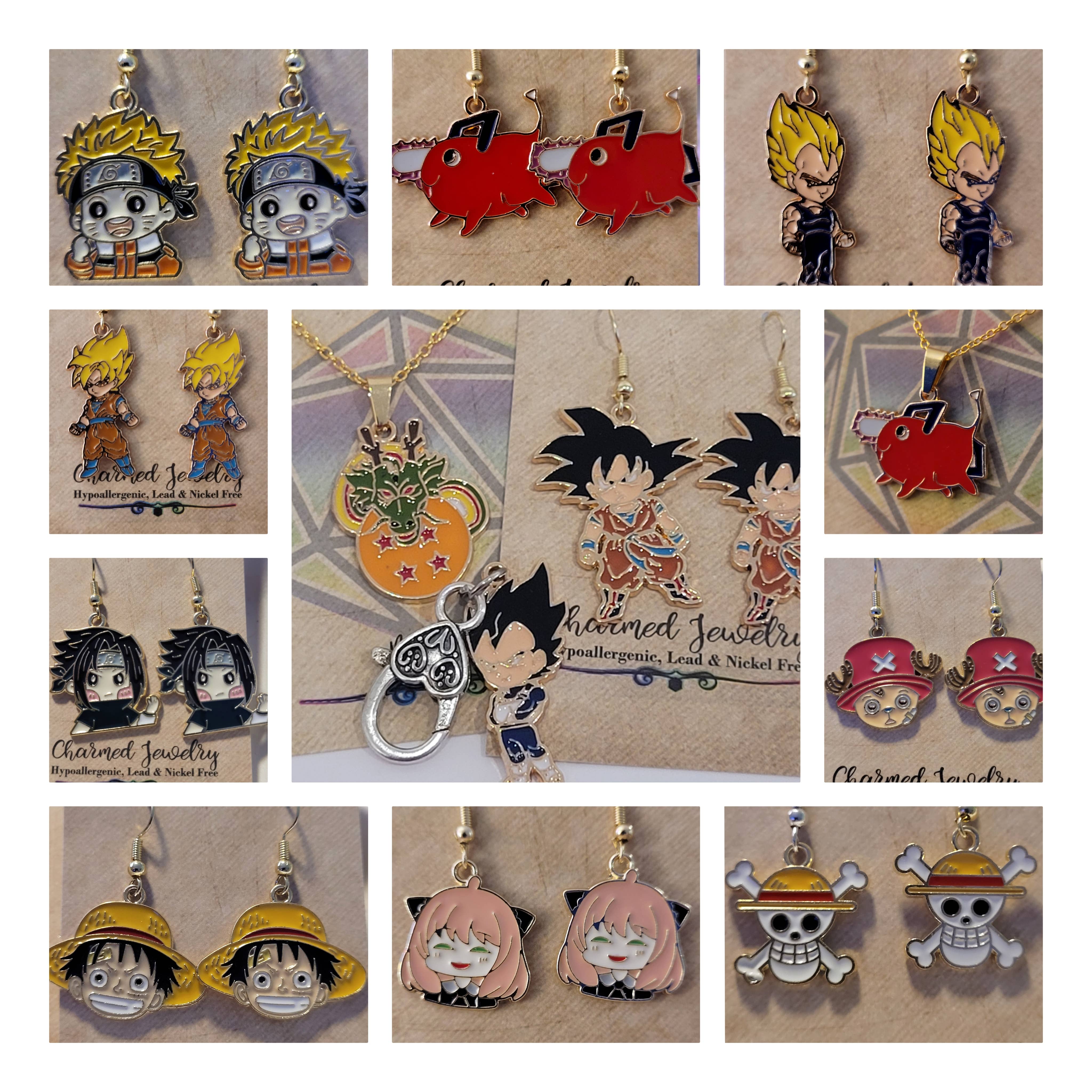Con-Quest Crafts - Wholesale Jewelry Set - Shounen Anime Inspired Earrings, Necklaces & Zipper Pulls 30