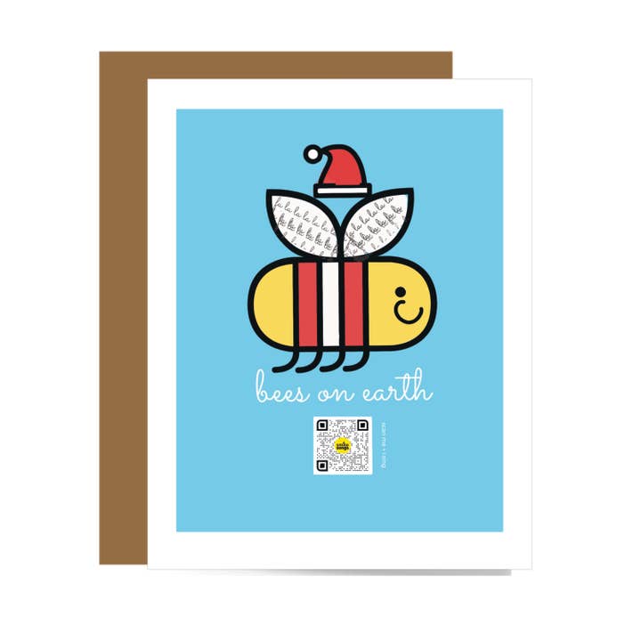 Abeilles sur Terre - Carte de Noël chantante écologique avec code QR pour la vente par Smile Songs