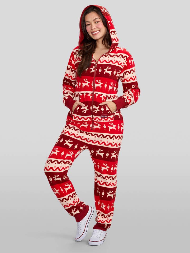 Home For The Holidays Jumpsuit - Women's Christmas Onesie for wholesale by Tipsy Elves