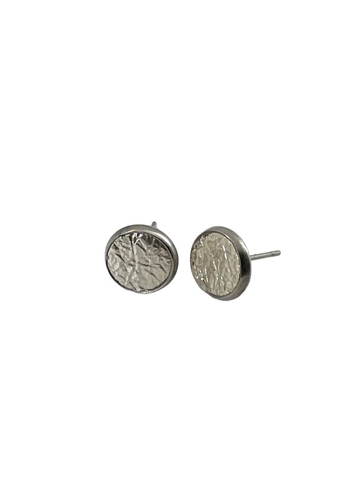Mini Leather Stud Earrings in Stainless Steel for wholesale by Comer Teng Studio