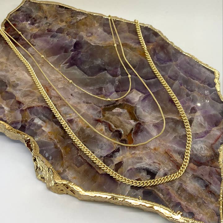 Baizaar - Wholesale Link & Chain Necklace - 3 Layer Brass Chain Necklace - BP054