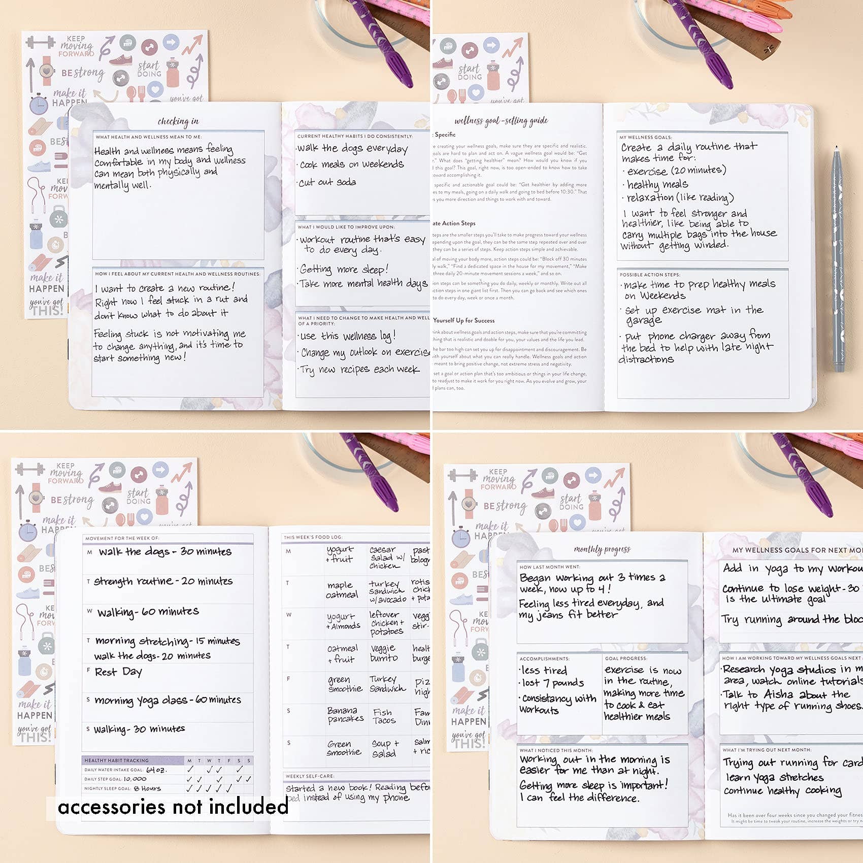 Erin Condren Design - Wholesale Journal/Diary - Wellness Log Petite Planner - Watercolor Bouquet2