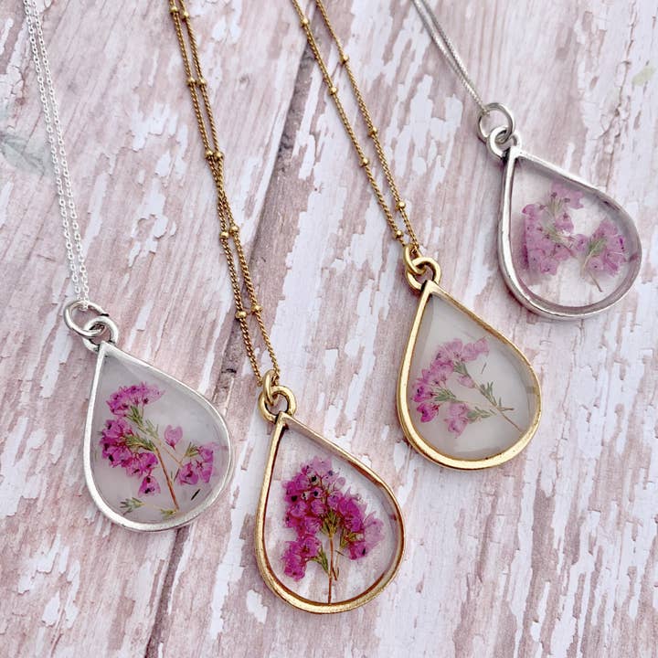 Her Hero, LLC - Wholesale Pendant/Charm Necklace - Heather Flower Necklace Antique Gold1