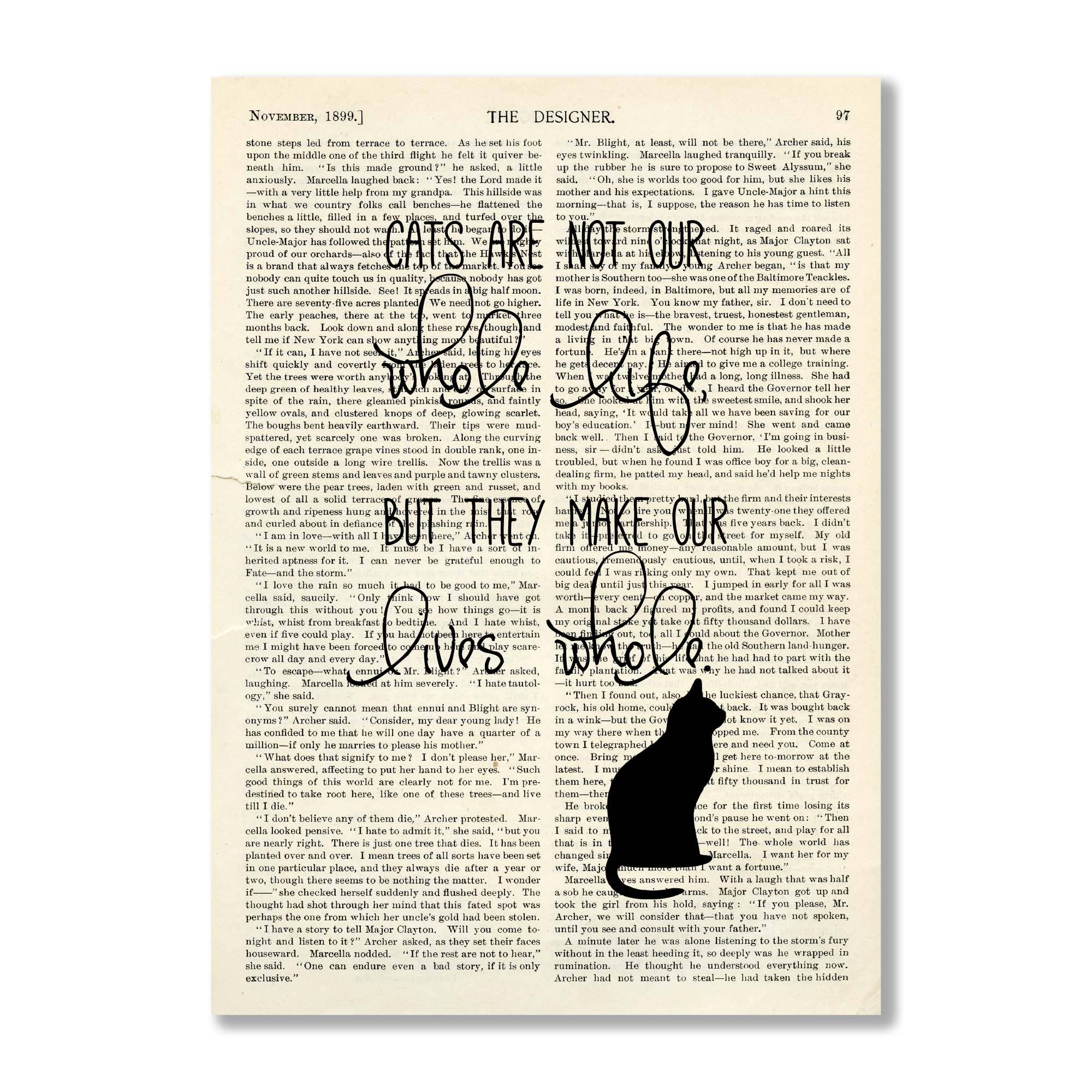 Cecelia Rose Book Page Art - Wholesale Art Print - Cats May Not Be Our Whole Life0