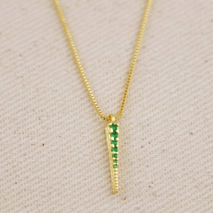 18k Gold Filled Emerald CZ Spear Necklace for wholesale by GoldFi