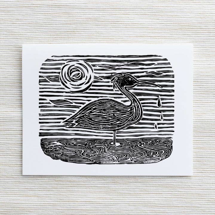 Egret Bloc Imprimé - Carte vierge pour la vente par Natalie V. Mason