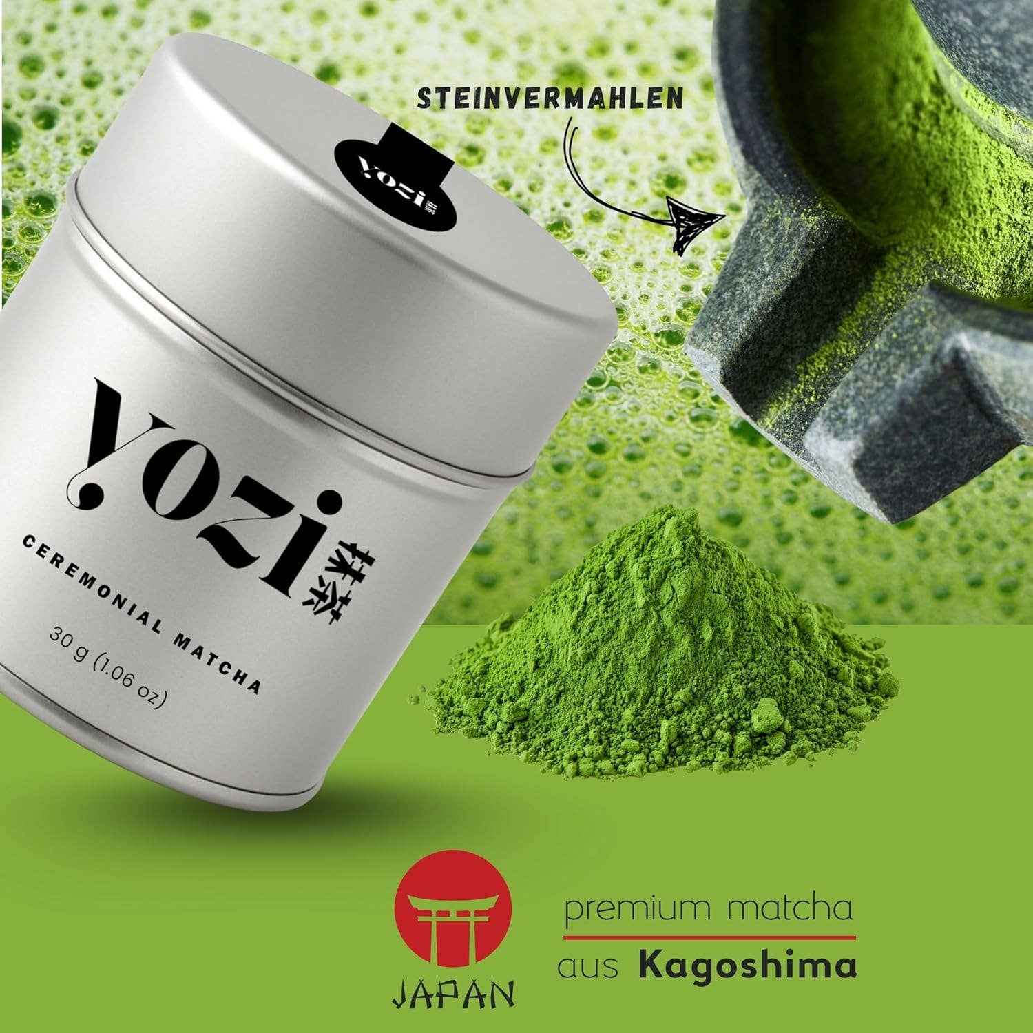 Biomatea - Wholesale Health/Detox Tea - Yozi Premium ceremonial Matcha powder, 30g can, from Kagoshima, high grade, pesticide-free Matcha tea3