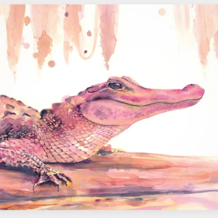 Cartes postales "Alligator rose" pour la vente par Lyla Clayre Studio