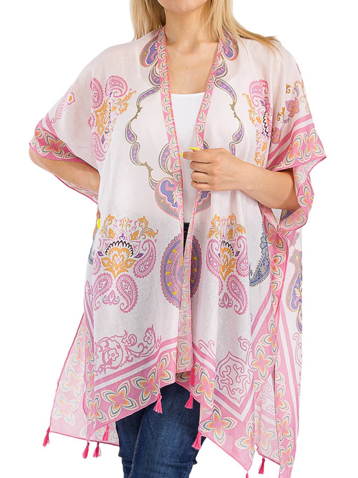 Kimono de chifón con estampado floral Paisley para venta al por mayor de Cap Zone