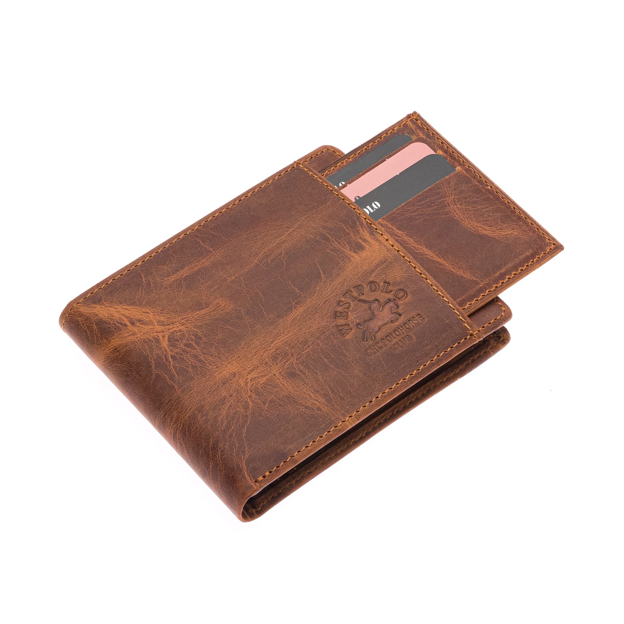 WESTPOLO – wholesale Card holder – men's – Westpolo Harvey Secret Card Holder Slot-Men Vintage - Camel1