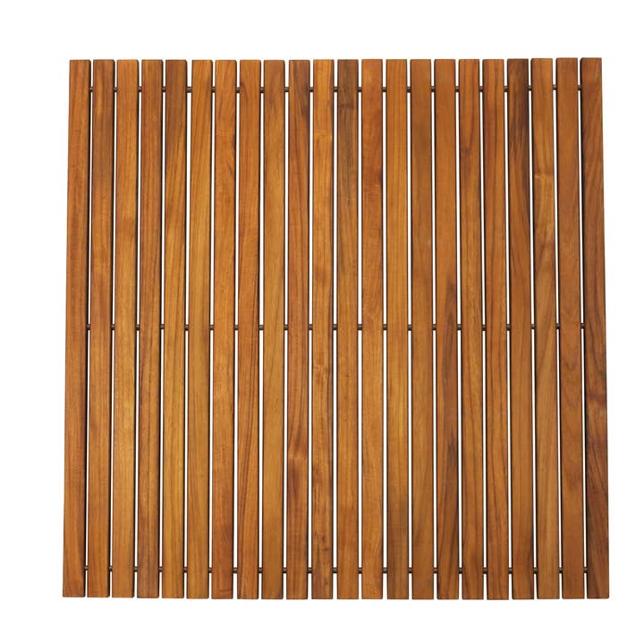 Oiled Teak String Mat with Rubber Footing 30″ x 30″ for wholesale by Nordic Teak