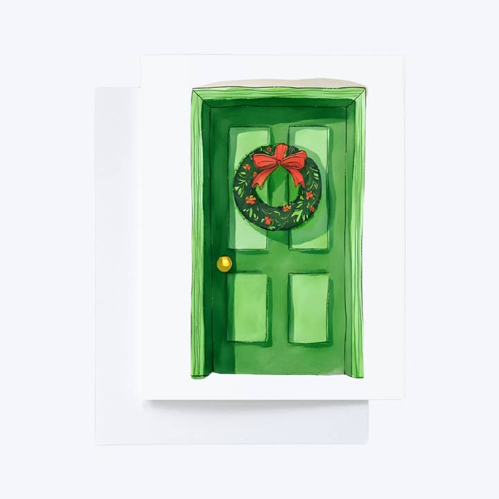 Cryptic Paper Co. - Wholesale Christmas Card - Boxed Set of Green Christmas Door Holiday Cards6