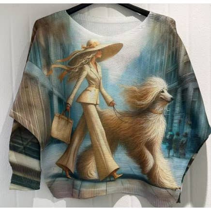 LOOWIE - Wholesale Knit Sweater - Women's - CODOG Blue Dog Round Knit Printed Sweater LOOWIE