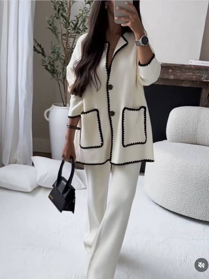 Marayn - Wholesale Top & Pant Set (NOT Loungewear) - Women's - EuroChic Patchwork Set FallWinter 25 Style0