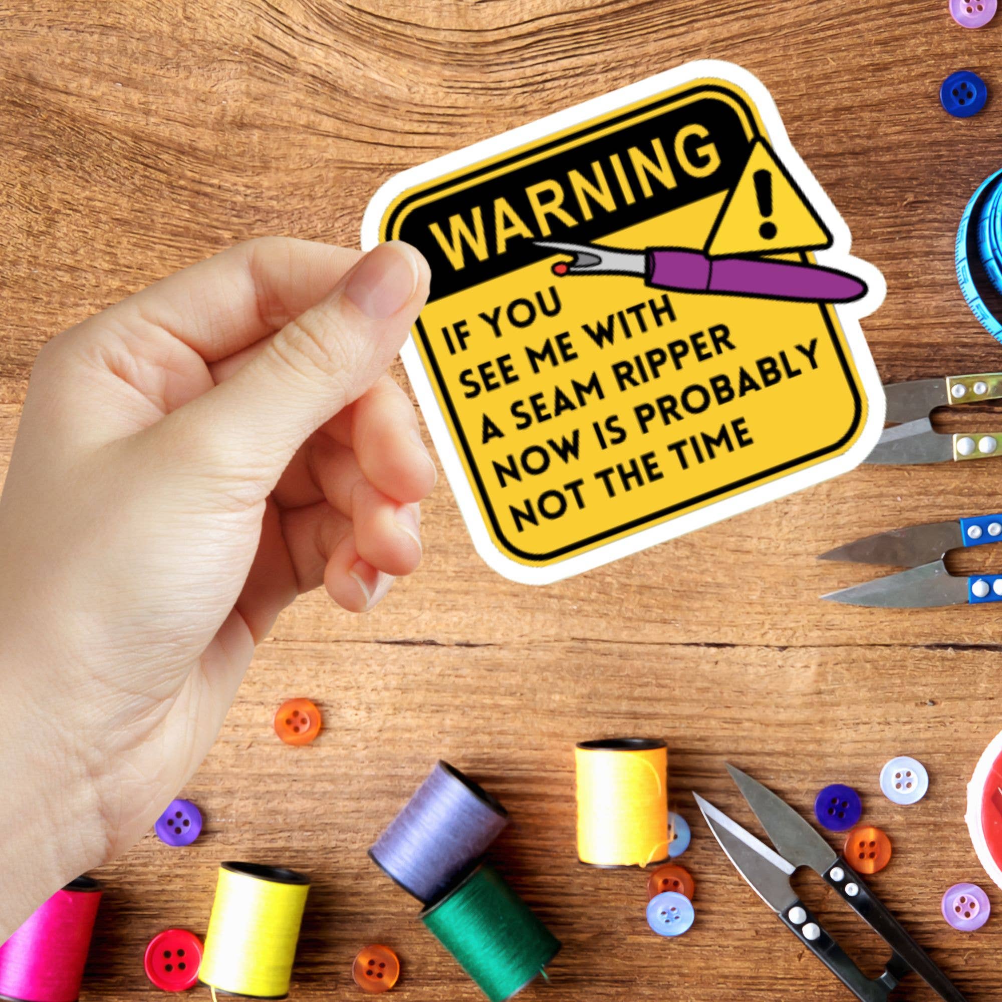 Roxanne Johnston Designs - Wholesale Sticker - Funny Warning Sticker For Sewers2
