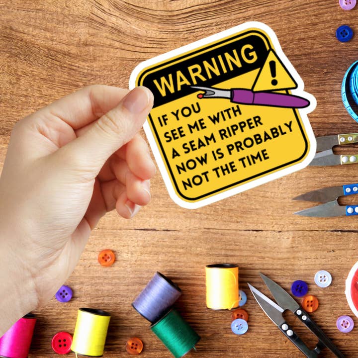 Roxanne Johnston Designs - Wholesale Sticker - Funny Warning Sticker For Sewers2