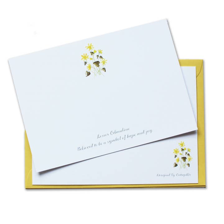 Watercolour Lesser Celandine Notecard Set for wholesale by CottageRts