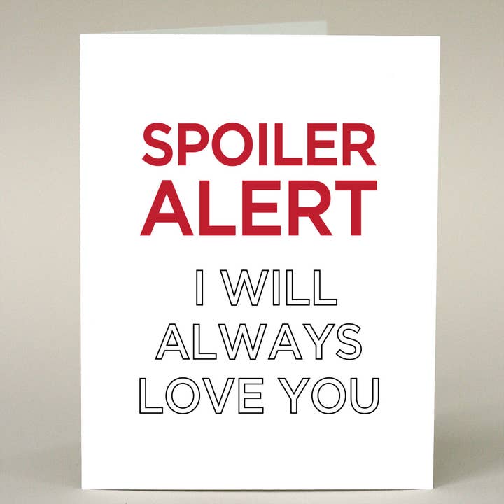 Scheda di avviso spoiler per la vendita all'ingrosso da parte di Sweet & Snarky Greeting Card Company