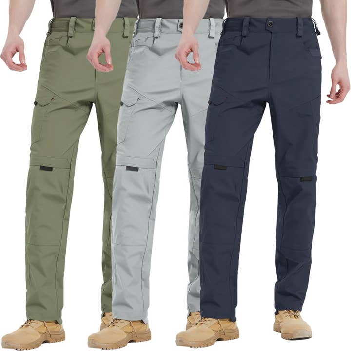 Pantaloni cargo da uomo elasticizzati, resistenti all'acqua per attività outdoor per la vendita all'ingrosso da parte di Qing Dao Lai Si Ma Te Fang Zhi You Xian Gong Si