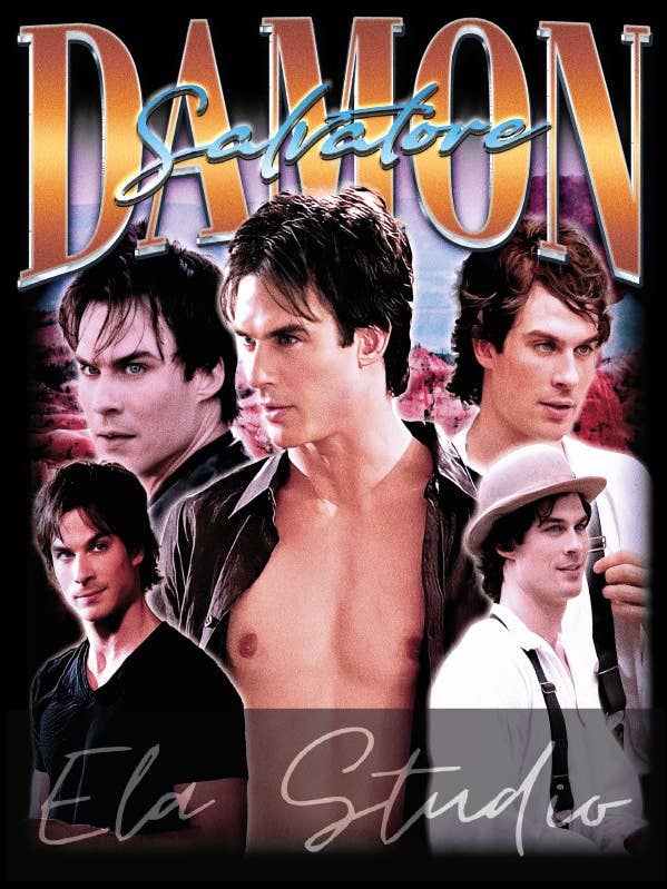 TheKingShirt - Wholesale T-Shirt (Graphic) - Unisex - Damon Salvatore Retro Tee - Ian Somerhalder Merch0