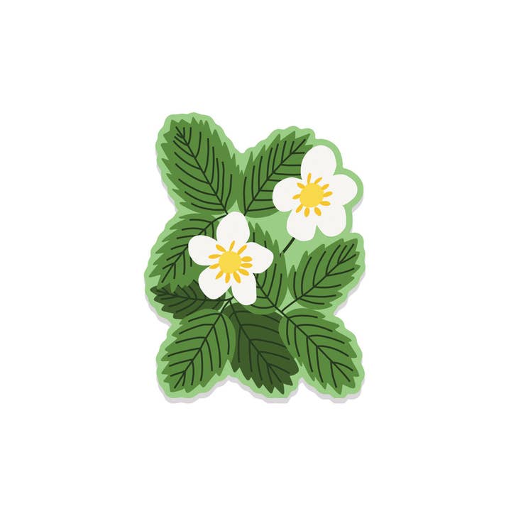 Strawberry Flowers Vinyl Sticker for wholesale by Christine Witmore