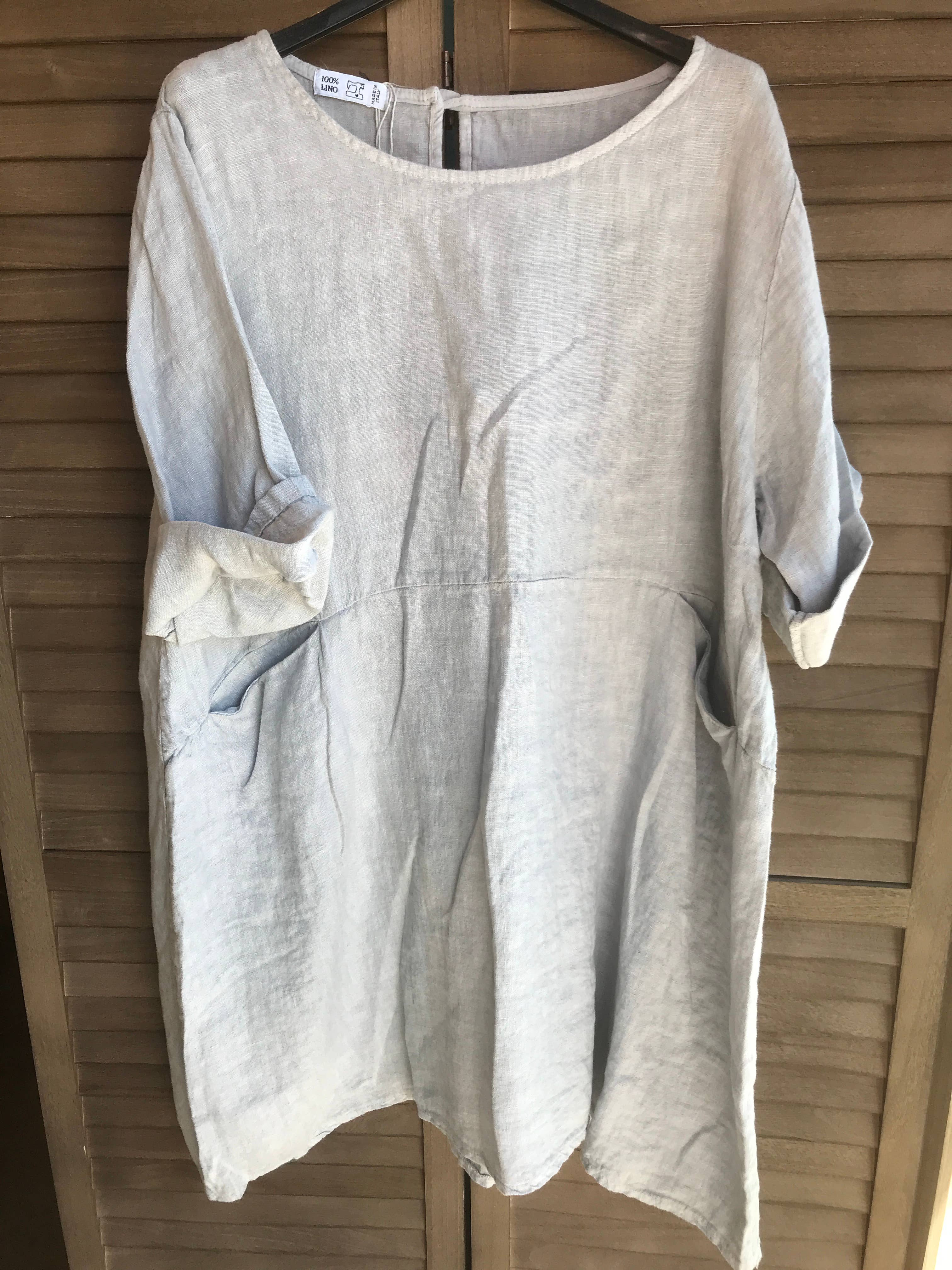 la maison des fibres naturelles – Engroshandel Kjole - Dame – Kort hørkjole med rund hals i 100 % hør 671959