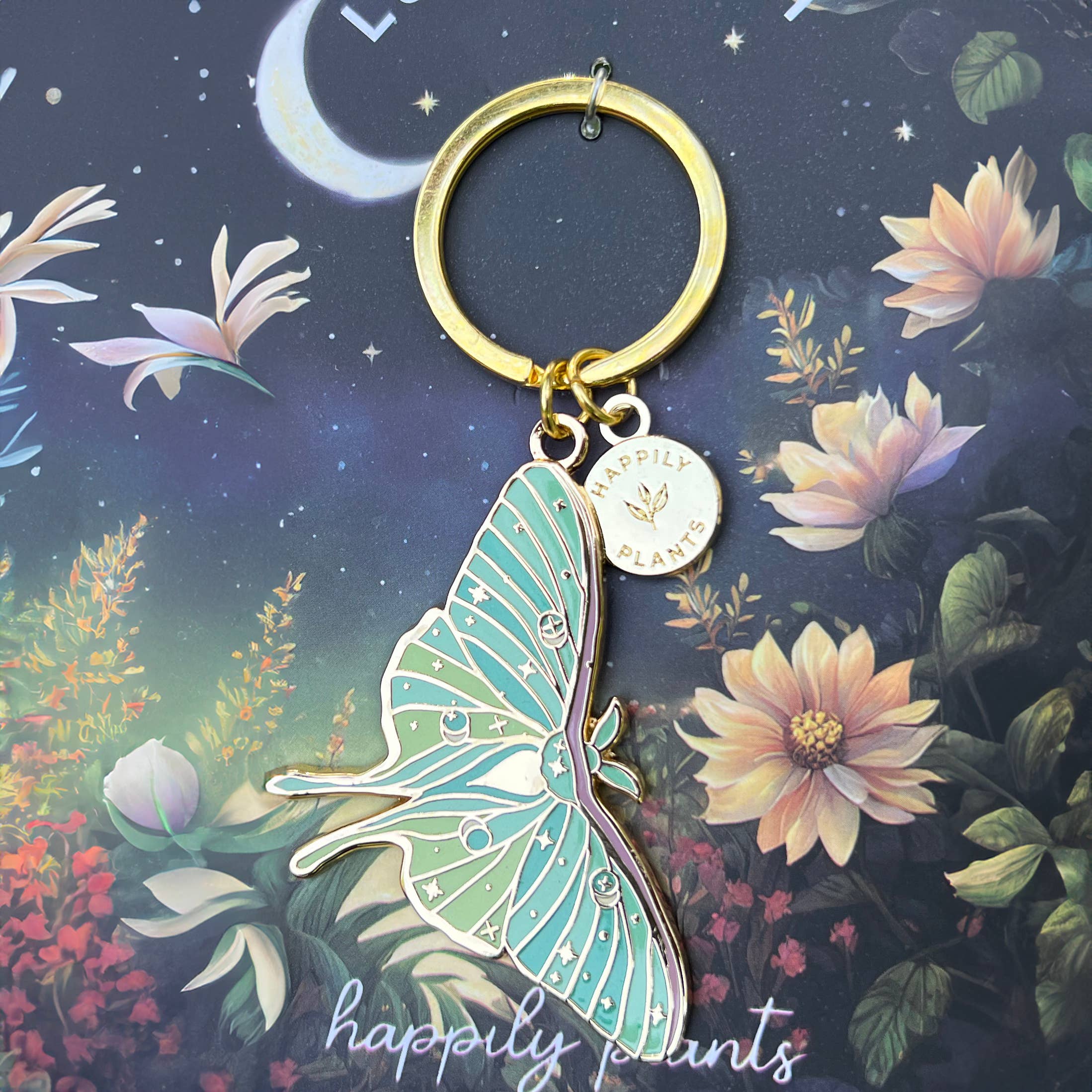 Happily Plants - Wholesale Keychain - Women's - Luna Moth Keychain Charm Glow in the Dark!  Spring Gifts7