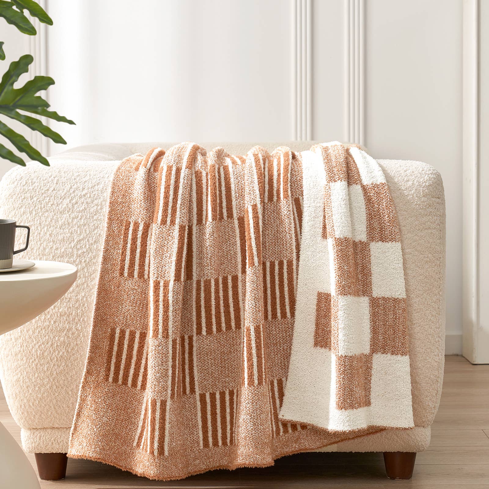 DreamValley - Wholesale Throw Blanket - SS Striped Checkered Throw Blanket 50x60 inches0