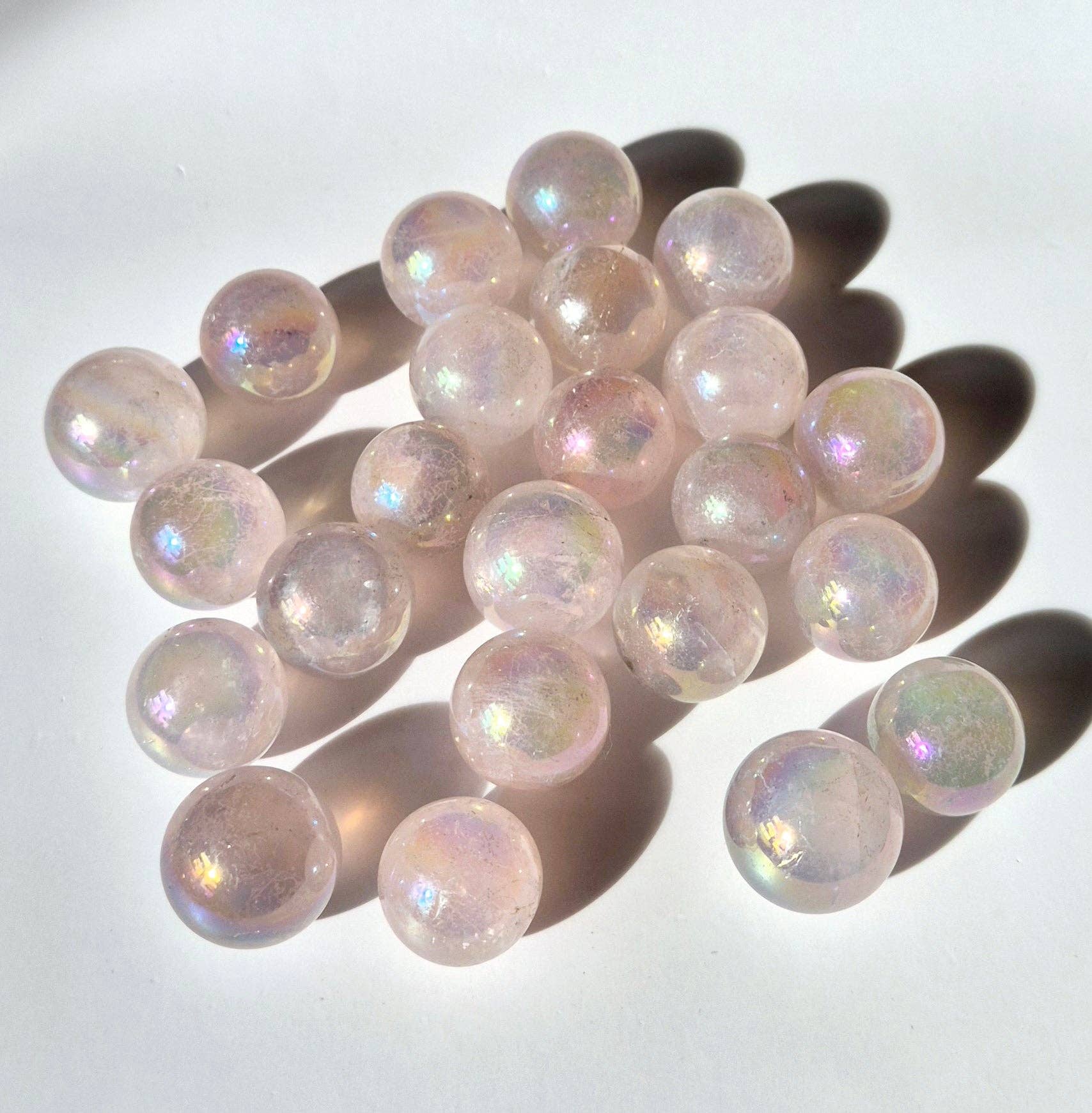 Moonlight Gemstones – wholesale Andlig sten/kristall – Rosenkvarts Angel Aura Boll – 2-3 cm Ädelstenssfär2