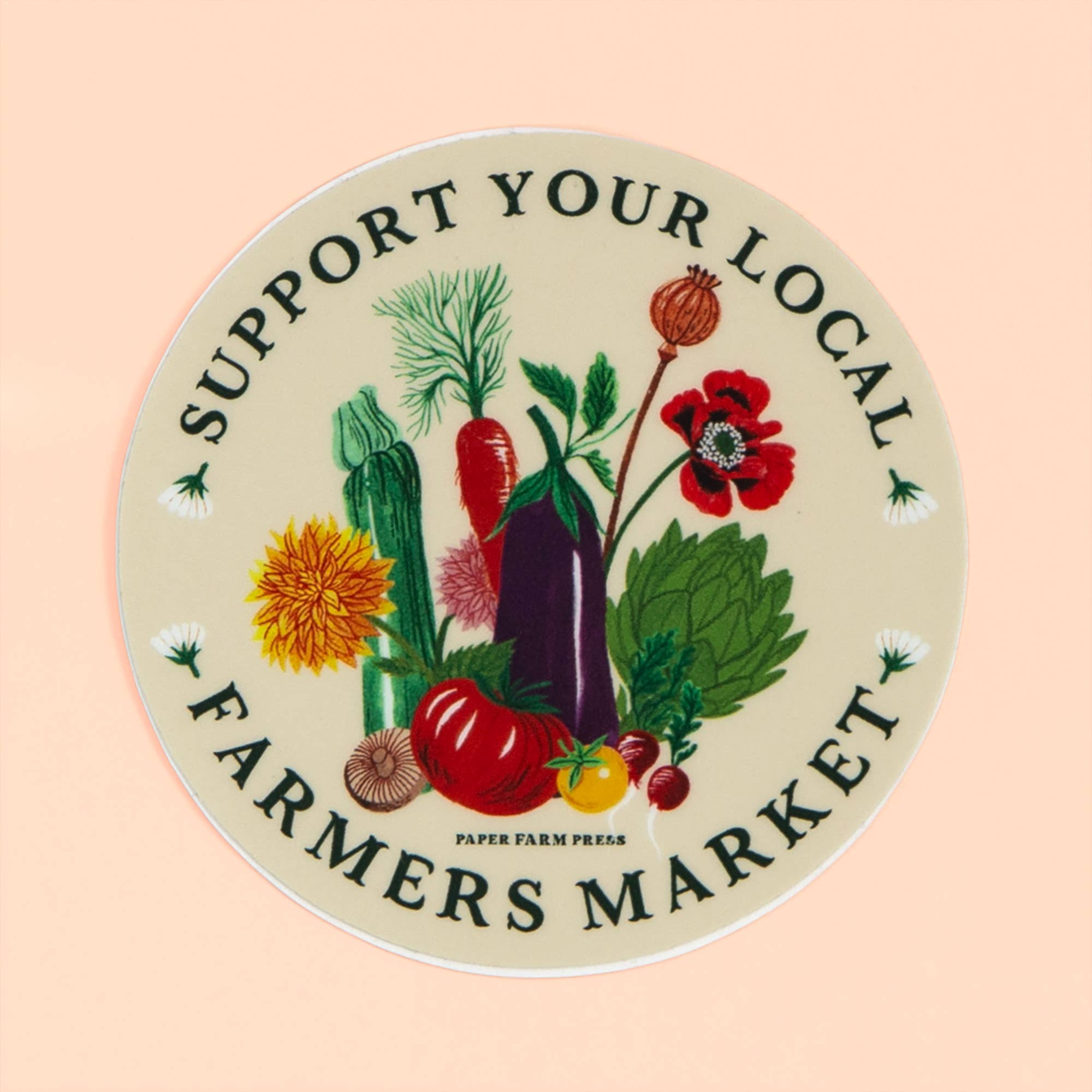 Paper Farm Press - Wholesale Phone & Laptop Stickers - Support Your Local Farmers Market Decal Sticker
