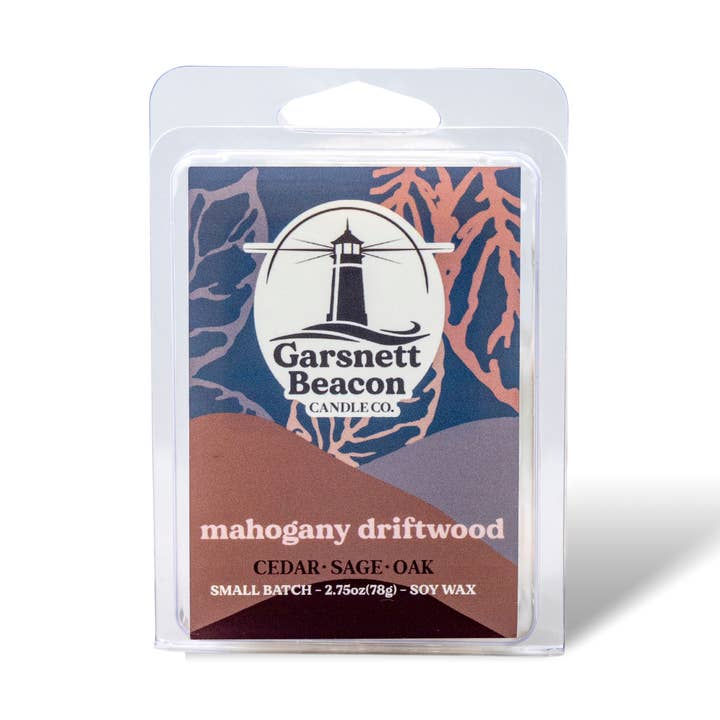 Mahogany Driftwood Wax Melts - Cedar, Sage, Oak Scent for wholesale by Garsnett Beacon Candle Co.