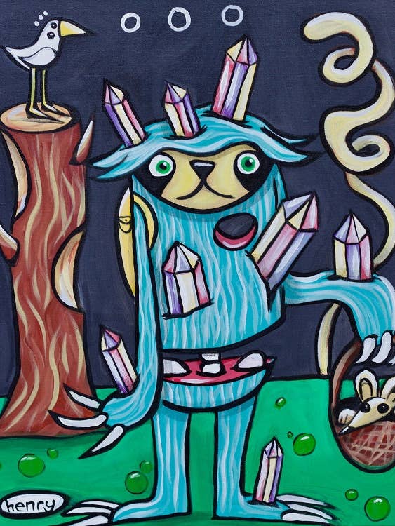 Sloth Stabbed with Crystals Canvas Print for wholesale by It's a Henry