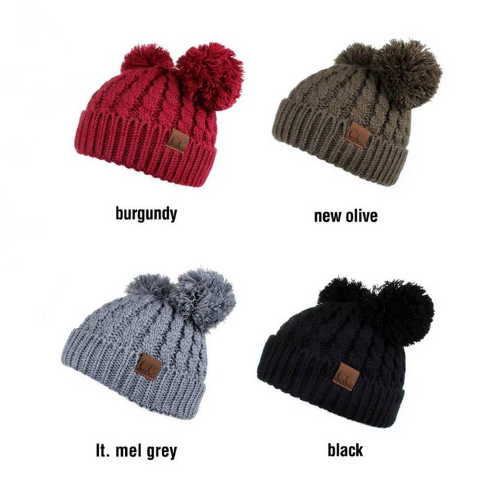 Truly Contagious - Wholesale Beanie - Kids - CC Kids Double Pom Beanie KIDS-24 HAT-6018