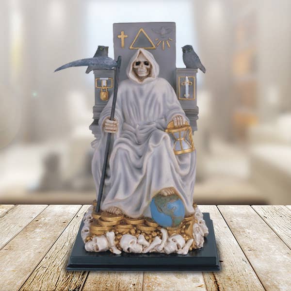 Figurine de Santa Muerte blanche de 10,75 po H, cadeaux de décoration intérieure pour la vente par FC Design